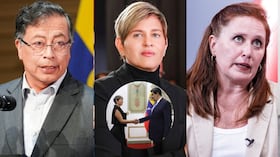 Gustavo Petro, Verónica Alcocer, Eva Ferrer y la exprimera dama con Nicolás Maduro.