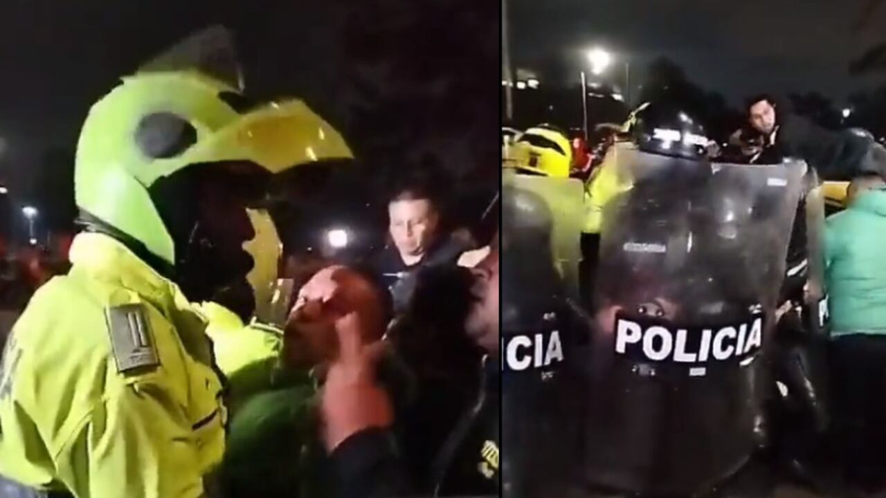 La Policía tuvo que intervenir para que los taxistas desbloquearan la calle 26 en Bogotá.