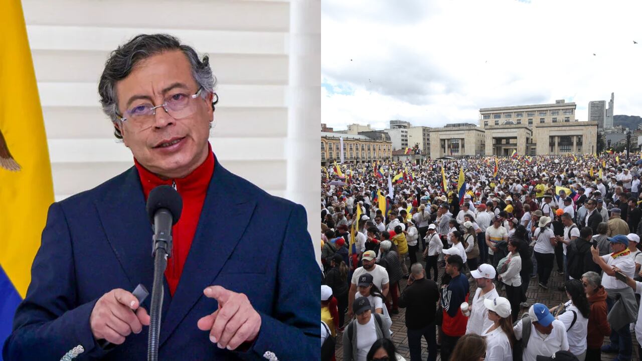 Gustavo Petro y manifestación en la Plaza de Bolívar.