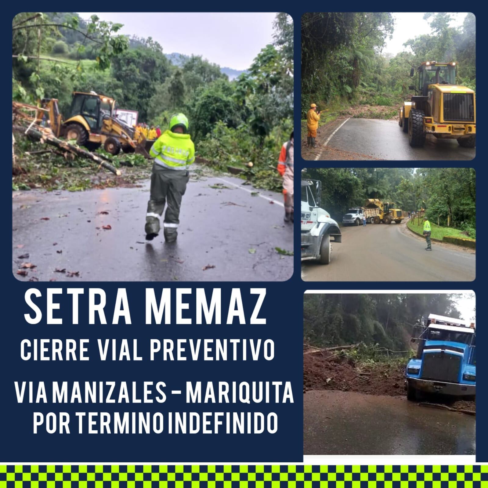 Fuertes lluvias generan varias emergencias viales en Caldas