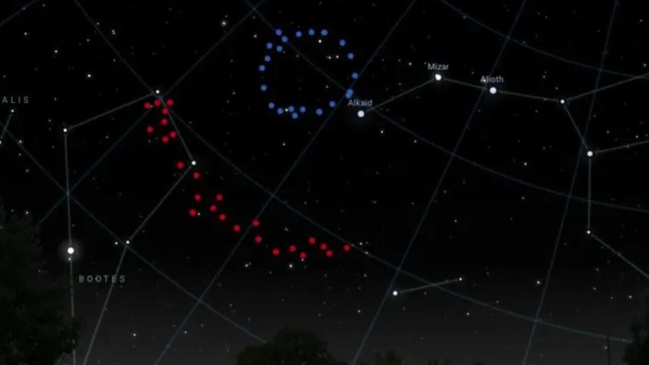 Ubicación en el cielo del Gran Anillo y el Arco Gigante