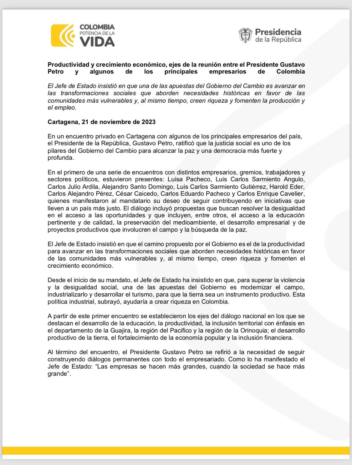 Comunicado Presidencia