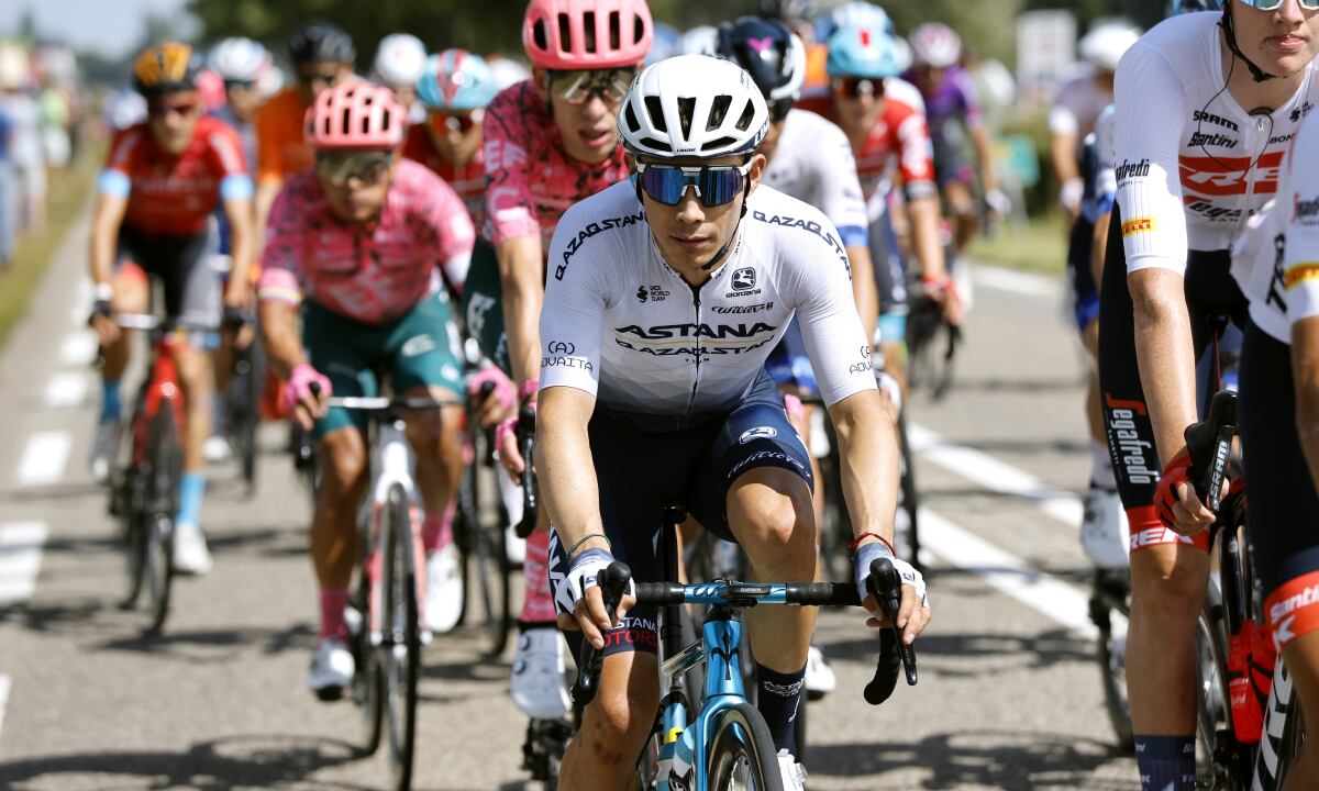 BREDA, NETHERLANDS - AUGUST 21: Miguel Ángel López Moreno of Colombia and Team Astana – Qazaqstan competes during the 77th Tour of Spain 2022, Stage 3 a 193,2km stage from Breda to Breda / #LaVuelta22 / #WorldTour / on August 21, 2022 in Breda, Netherlands. (Photo by Getty Images/Bas Czerwinski)