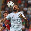 Inter Milan's Italian defender Francesco Acerbi (R) and Viktoria Plzen's Czech forward Tomas Chory vie for the ball during the UEFA Champions League Group C football match between Viktoria Plzen and Inter Milan in Plzen on September 13, 2022.
Michal Cizek / AFP