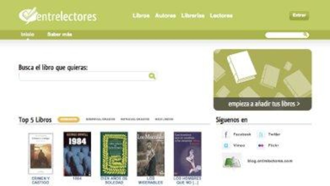 Inicio del portal entrelectores.com