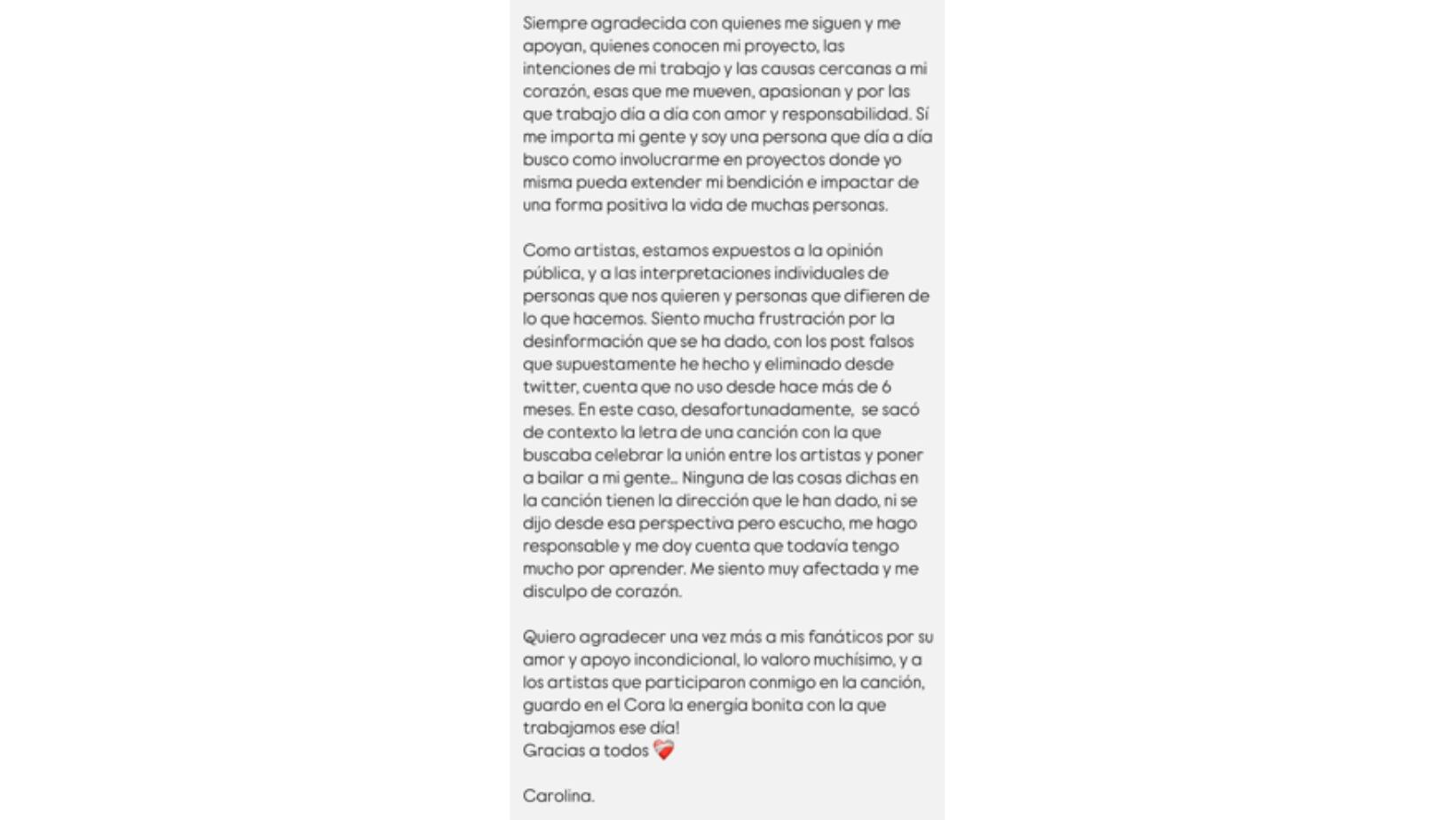 Karol  G responde en su perfil de Instagram a las  críticas que han surgido alrededor de la colaboración hecha  por los reggaetoneros paisas.