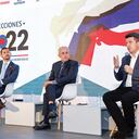 De izquierda a derecha, Nicolás Farfán, registrador delegado en lo electoral de la Registraduría; Daniel Palacio, ministro del Interior; Edulfo Peña, macroeditor de Nación de SEMANA, y Diego Molano, ministro de Defensa.