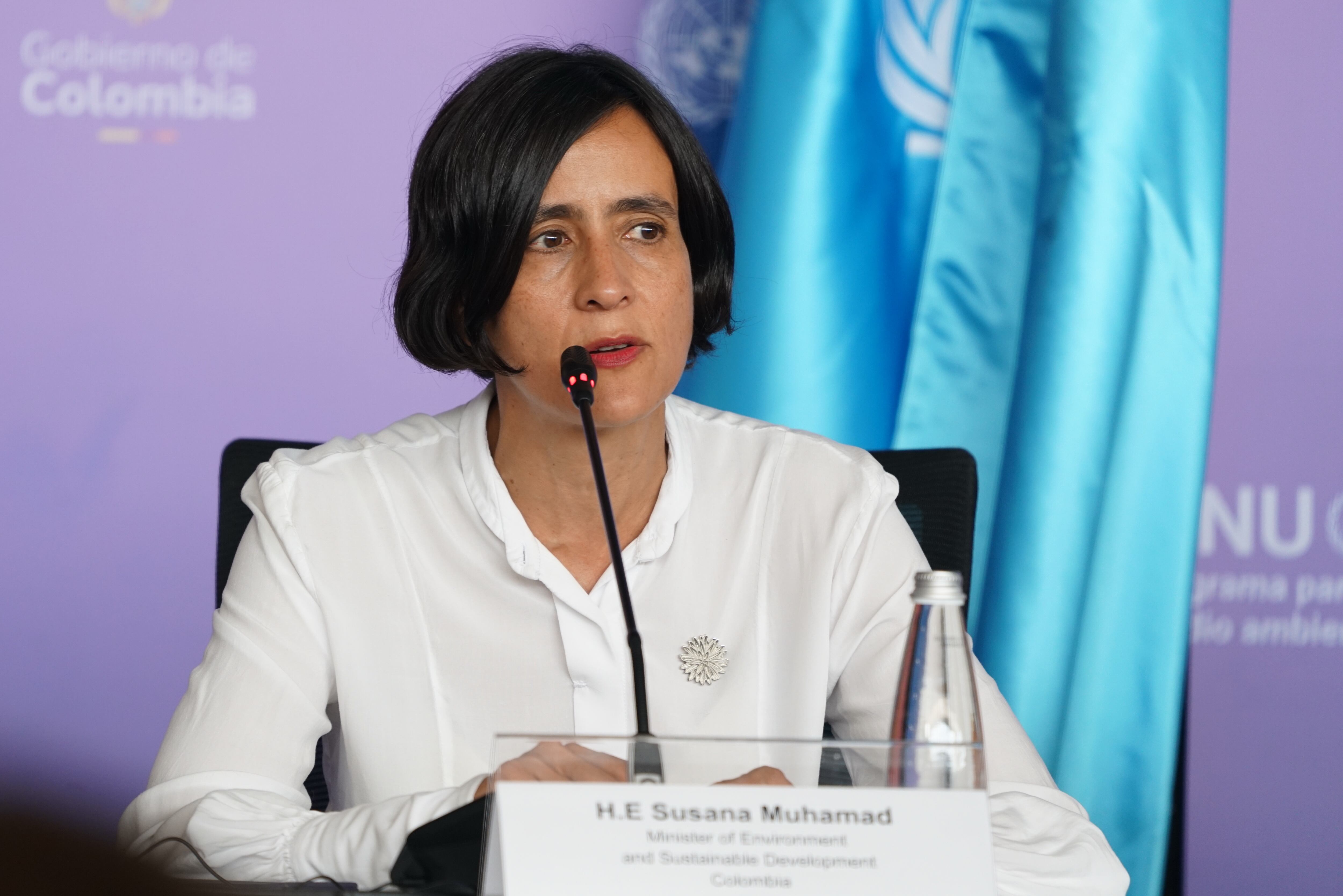 La ministra Susana Muhamad da balance de la COP16 al viernes 25 de octubre en el Centro de Eventos Valle del Pacifico. Foto Jorge Orozco / El País.