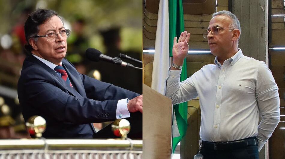 Gustavo Petro y el secretario de Seguridad de Antioquia, Luis Eduardo Martínez.