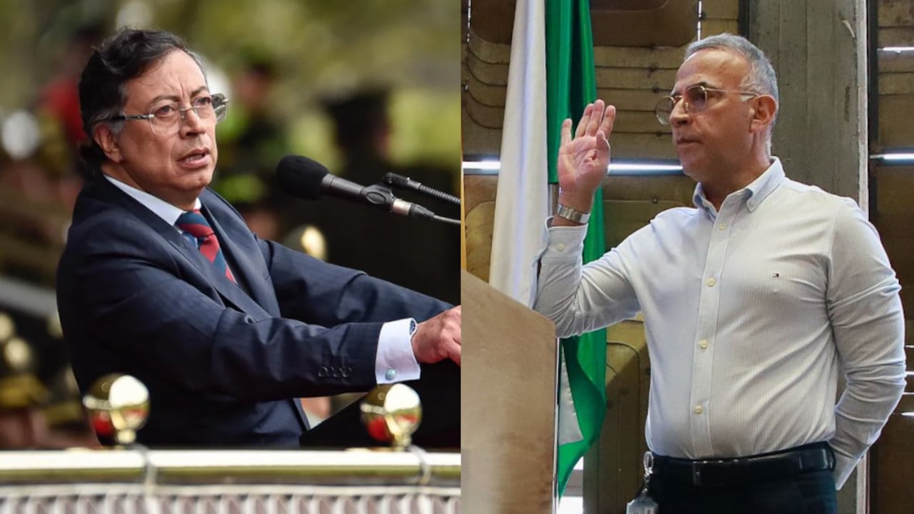 Gustavo Petro y el secretario de Seguridad de Antioquia, Luis Eduardo Martínez.