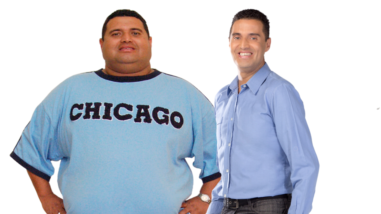 Salvador Palacios antes y después: pasó de pesar 200 a 70 kilos.