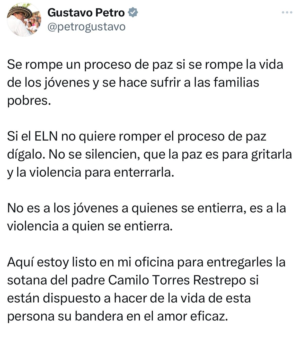 Mensaje presidente Gustavo Petro