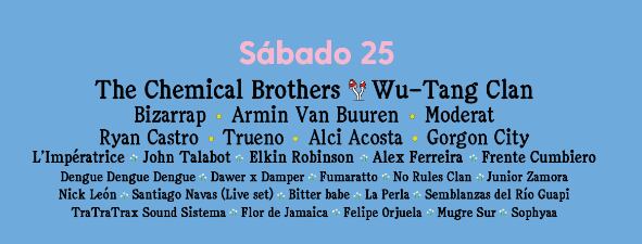 Line up del sábado 25 de marzo Estéreo Picnic
