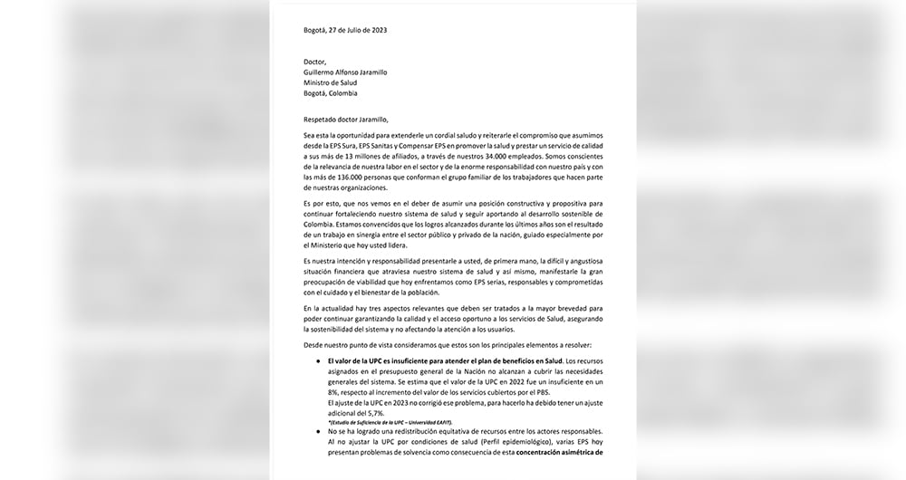 La primera gran preocupación de las EPS es la UPC. 