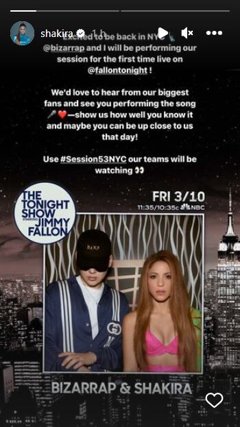 Shakira y Bizarrap anuncian show en vivo. Foto: Instagram @shakira.