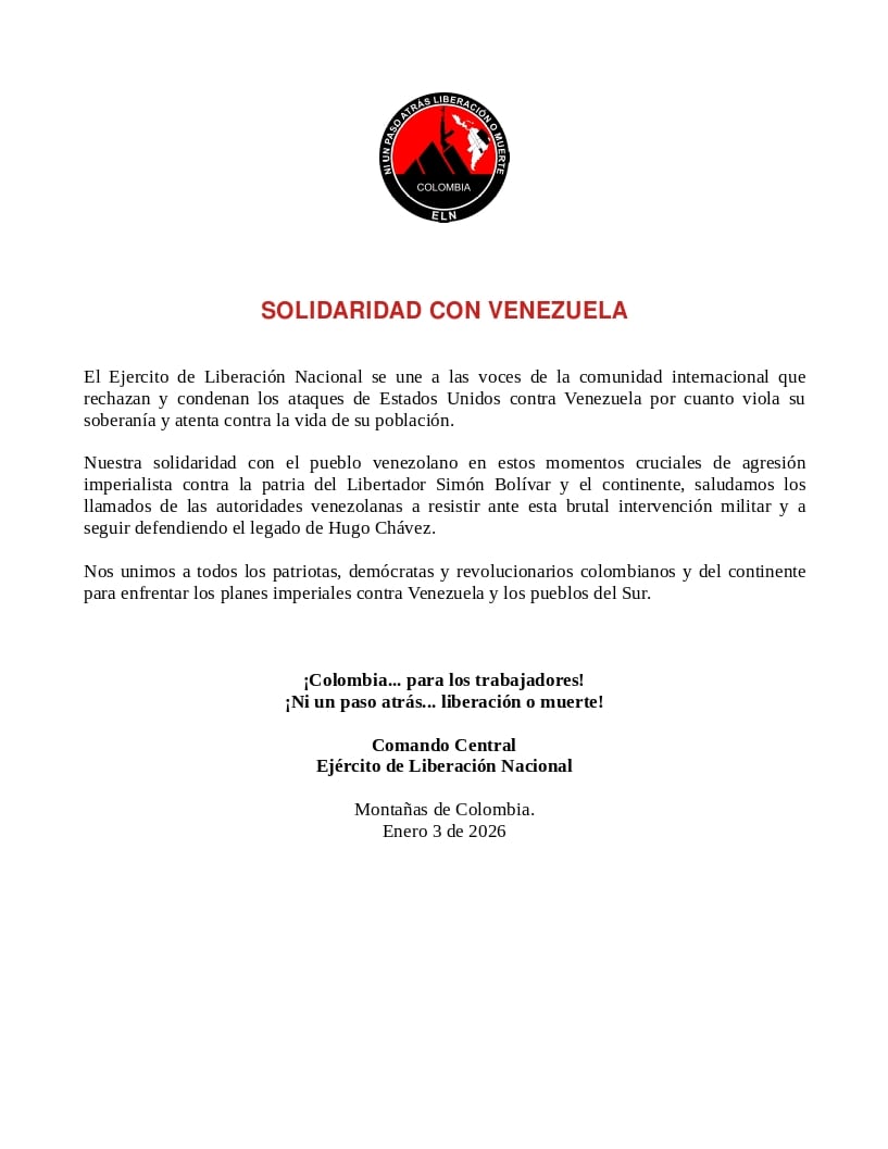Comunicado del ELN.