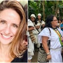 Paola Ochoa, a la izquierda. La nueva embajadora Leonor Zalabata y el presidente electo Gustavo Petro