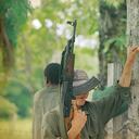 Guerrilla ELN. Guerrillero armado. En la Selva fumando.
Abr / 99 Foto: León Dario Pelaez.