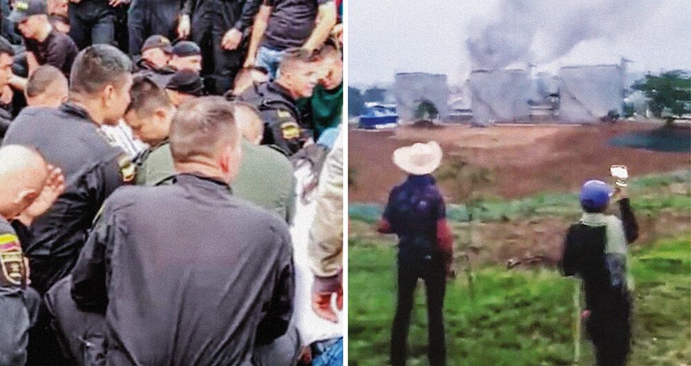   Más de 800 campesinos e indígenas superaron al escuadrón del Esmad que estaba custodiando un campo petrolero en San Vicente del Caguán, Caquetá. Los pobladores les quitaron los uniformes, el armamento y los secuestraron. 