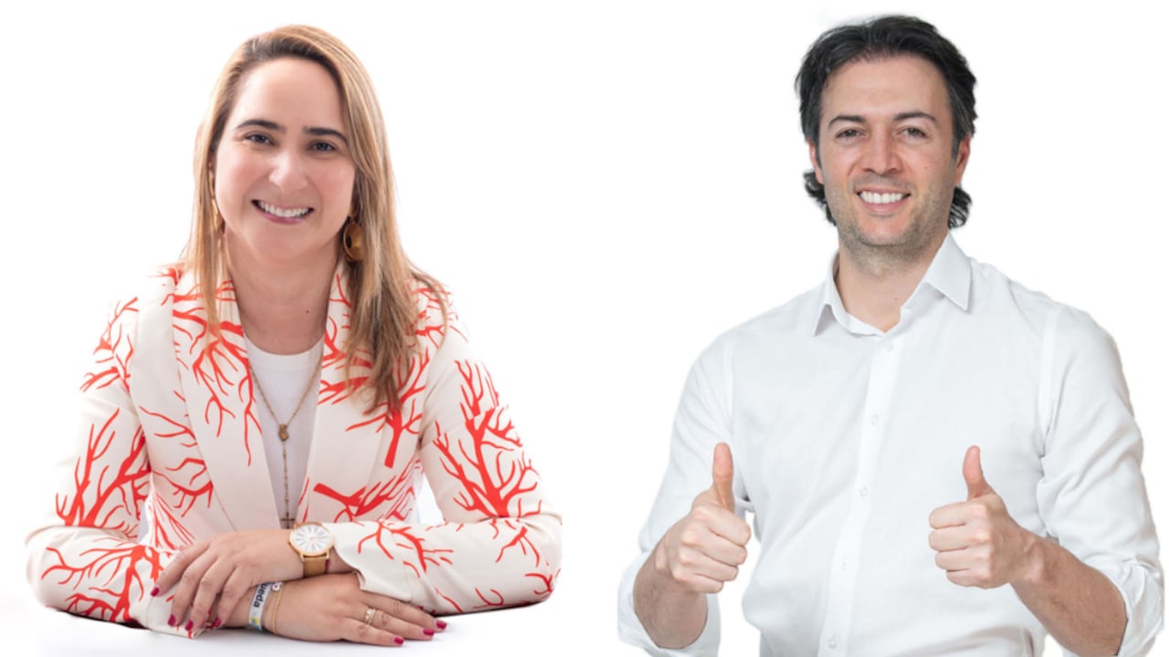 Secretaria de Educación de Medellín, Alexandra Agudelo, junto al alcalde de Medellín, Daniel Quintero.