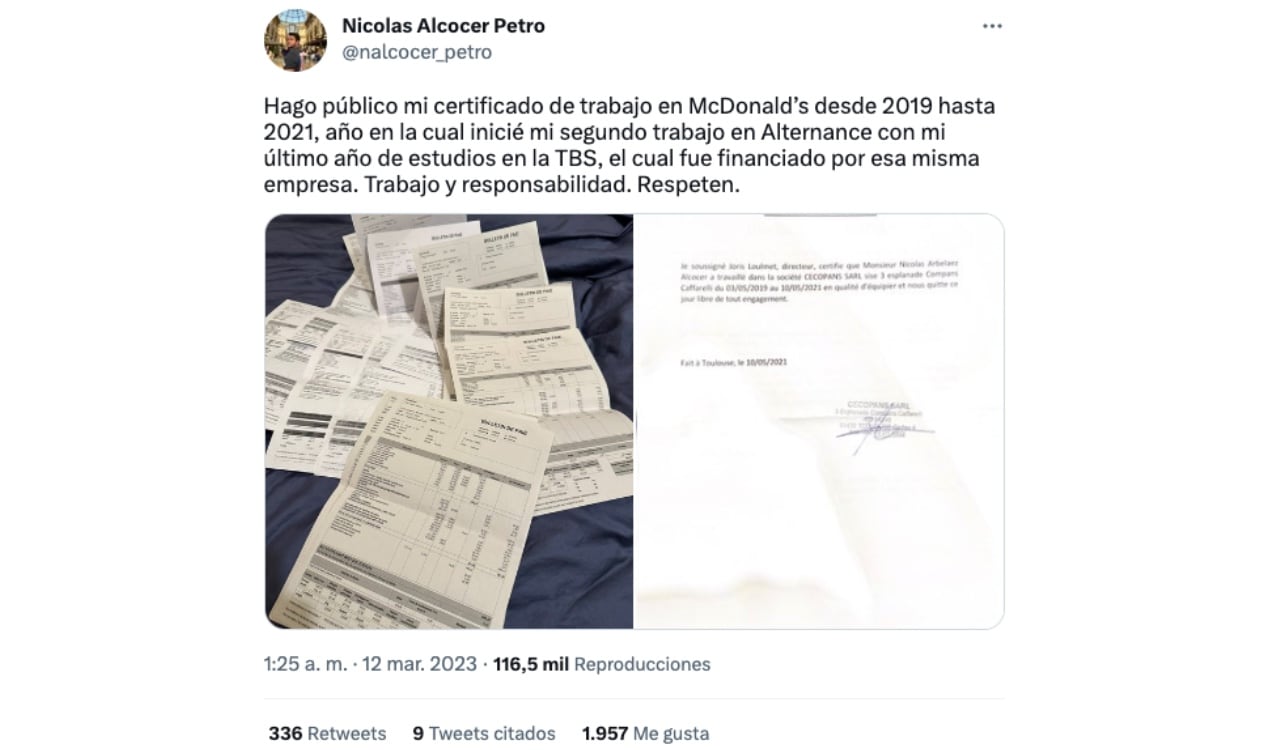 Este es el contrato de Alcocer con McDonalds