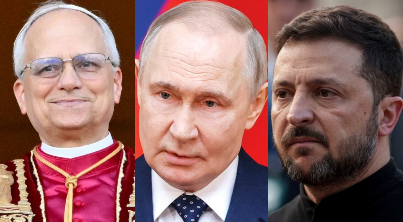 Papa León XIV, Vladimir Putin y Volodimir Zelenski