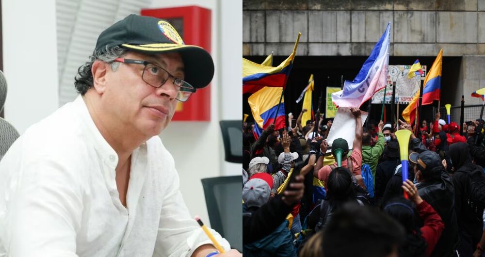 Petro y manifestantes