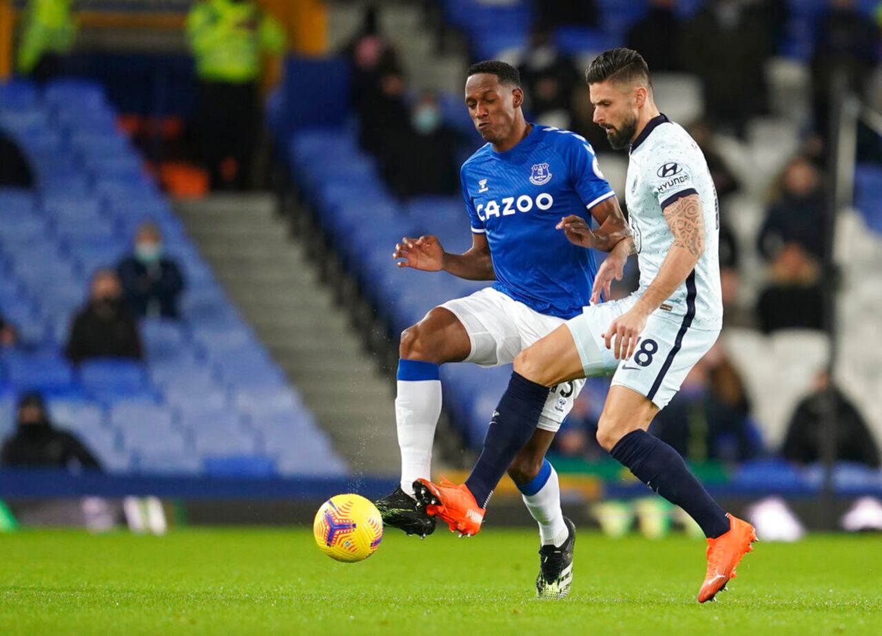 Yerry Mina en el partido contra el Chelsea.