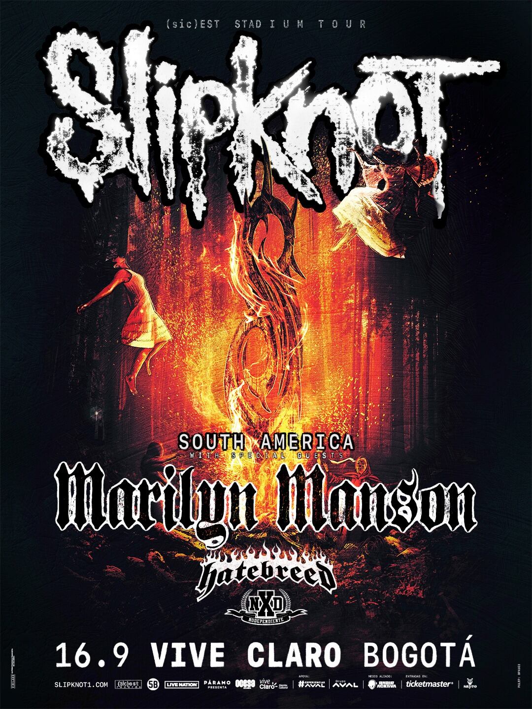 El 16 de septiembre de 2027, Slipknot regresa a Bogotá con el polémico Marilyn Manson y Hatebreed. Tocarán en el Vive Claro.