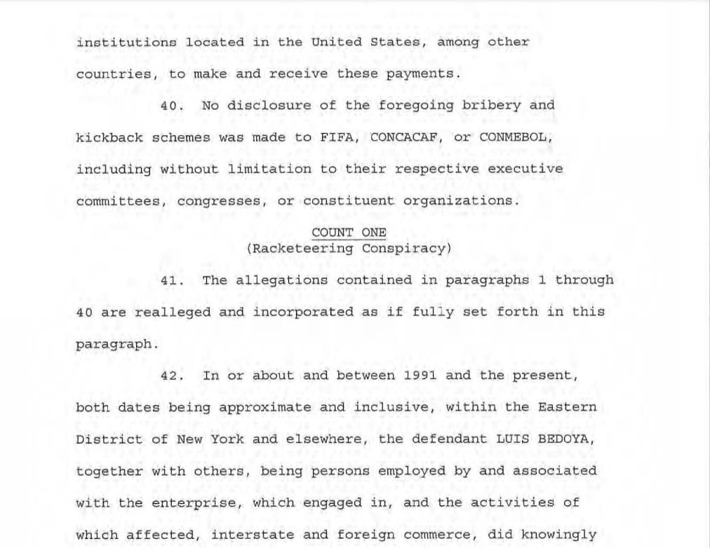 Esta es la acusación de las autoridades de los Estados Unidos contra Luis Bedoya.