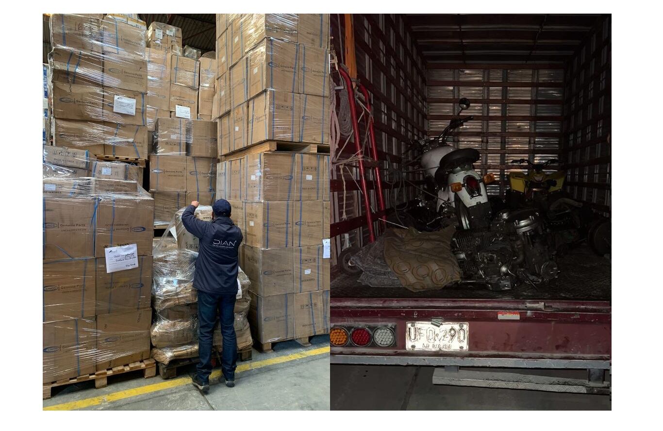 Mercancía de contrabando aprehendida por la Dian. Foto: Dian