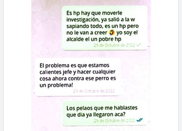 Conversación dada a conocer en la denuncia formal ante las autoridades.