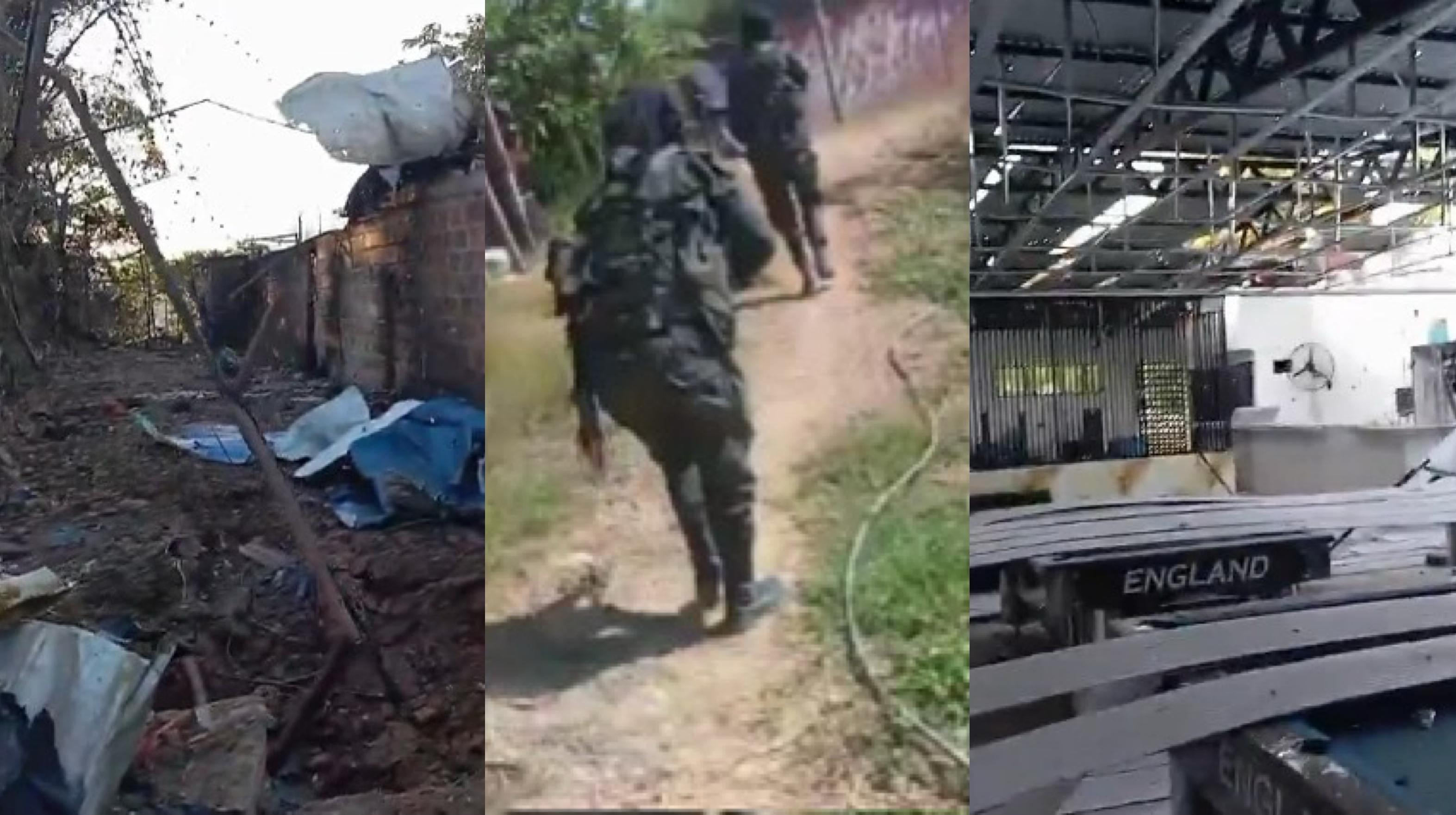 Así quedaron algunas casas destruidas tras los enfrentamientos que se registra desde hace días en el corregimiento de Filo el Gringo, en el municipio de El Tarra.