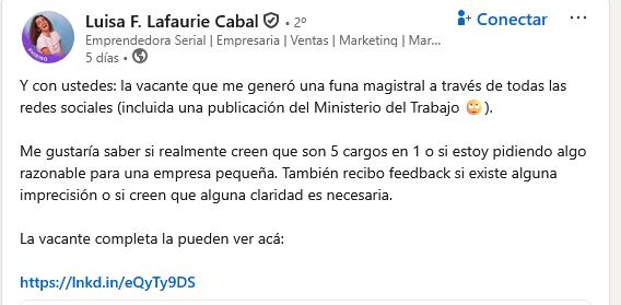 La publicación de Luisa Lafaurie Cabal a través de LinkedIn