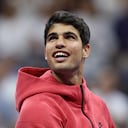 Carlos Alcaraz de España celebra el punto de partido contra Lloyd Harris de Sudáfrica durante su partido de segunda ronda de solteros masculinos el cuarto día del Abierto de Estados Unidos de 2023 en el Centro Nacional de Tenis Billie Jean King de la USTA en el Centro Nacional de Tenis Billie Jean de la USTA King National Tennis Center el 31 de agosto de 2023 en el barrio de Flushing del distrito de Queens en la ciudad de Nueva York. (Foto de Elsa/Getty Images)