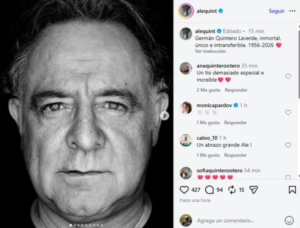Sobrina de Germán Quintero lo recuerda con conmovedor mensaje.