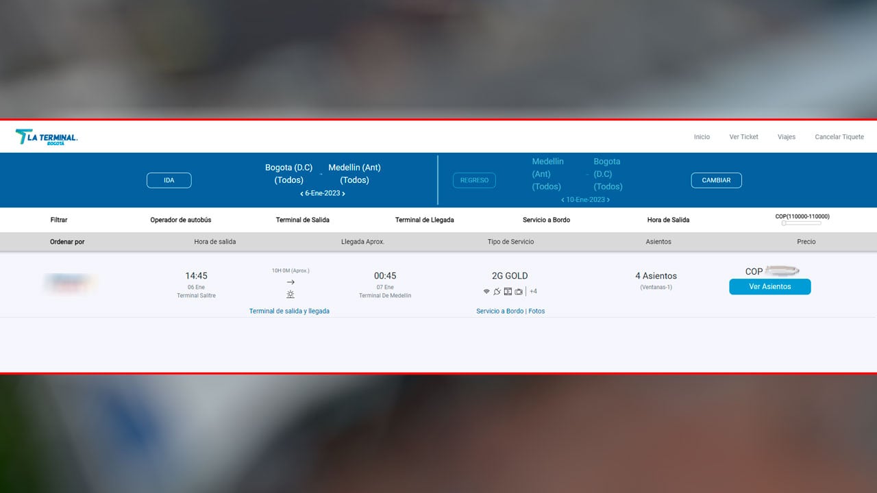 En la página del Terminal de Transporte se puede adquirir tiquetes online.