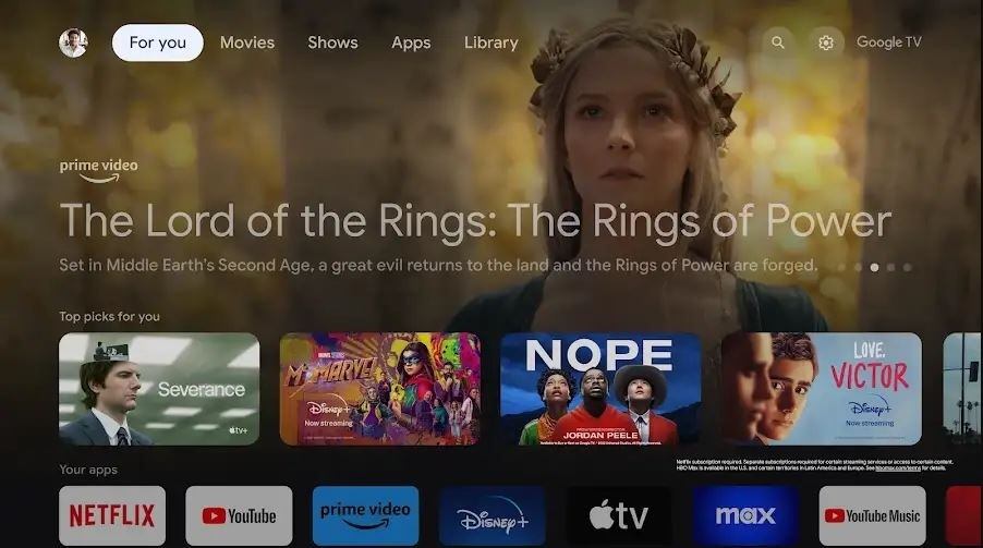 Interfaz de Google TV