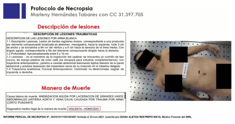 Cuerpo sin vida de Marleny Hernández