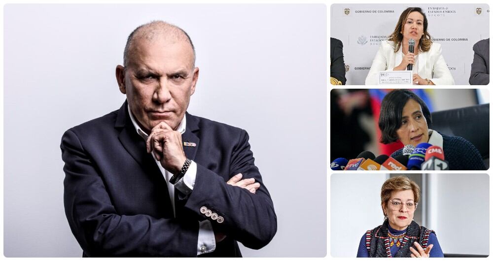 El presidente del Senado, Roy Barreras y las ministras Carolina Corcho, Susana Mohamad y Gloria Inés Ramírez.