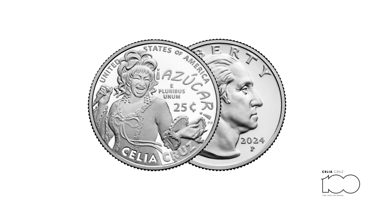 La llamada Reina de la Salsa, fallecida en 2003, aparece en la moneda a relieve, ataviada en una bata cubana junto a su lema ¡Azúcar!