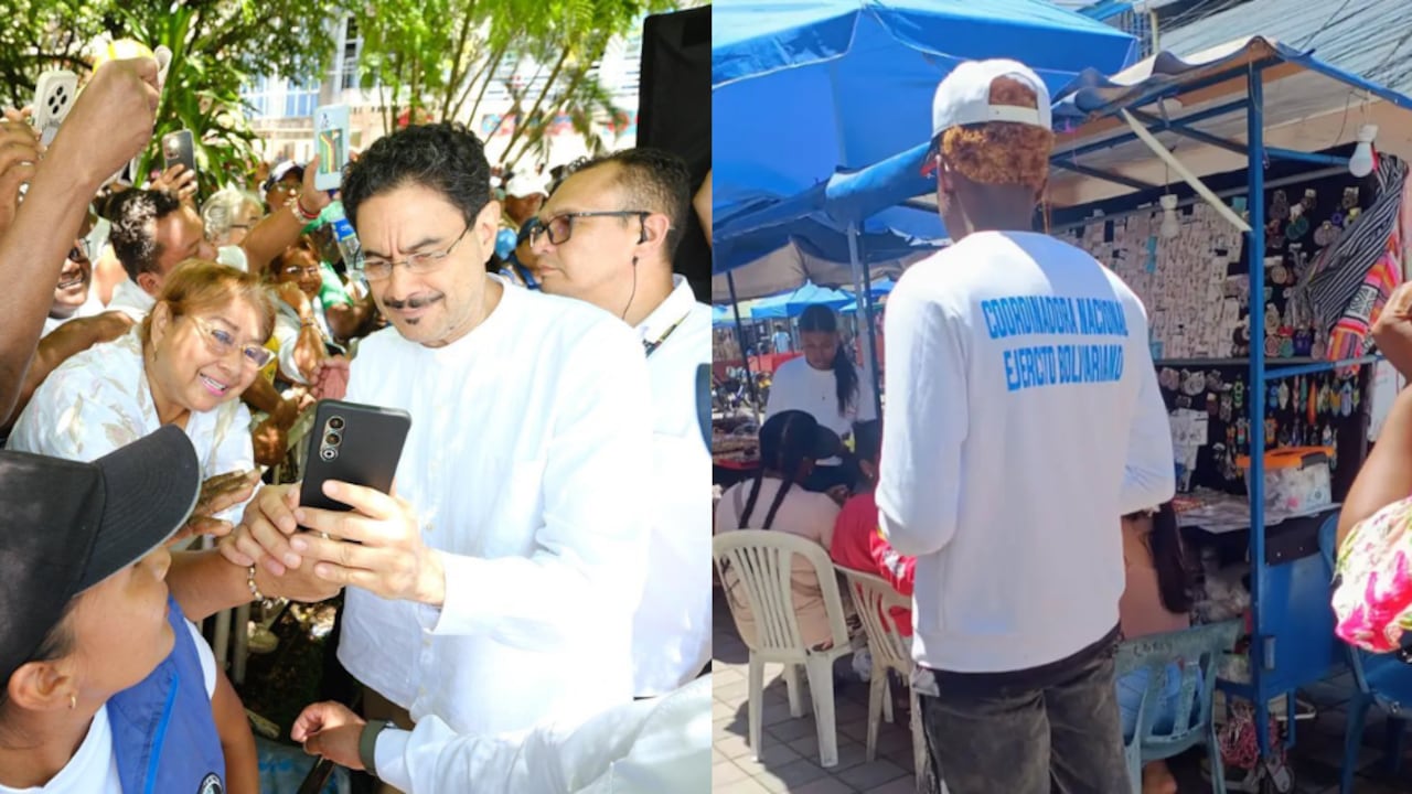 Iván Cepeda en Nariño/ Hombre con camiseta de la Coordinadora Nacional Ejército Bolivariano, en inmediaciones del evento.