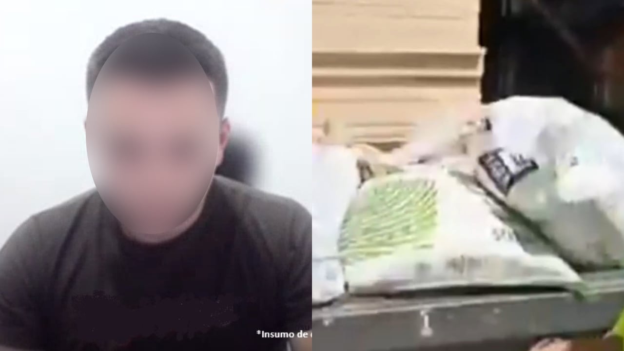 El hombre que fue detenido y el momento en el que inspeccionaron el camión.