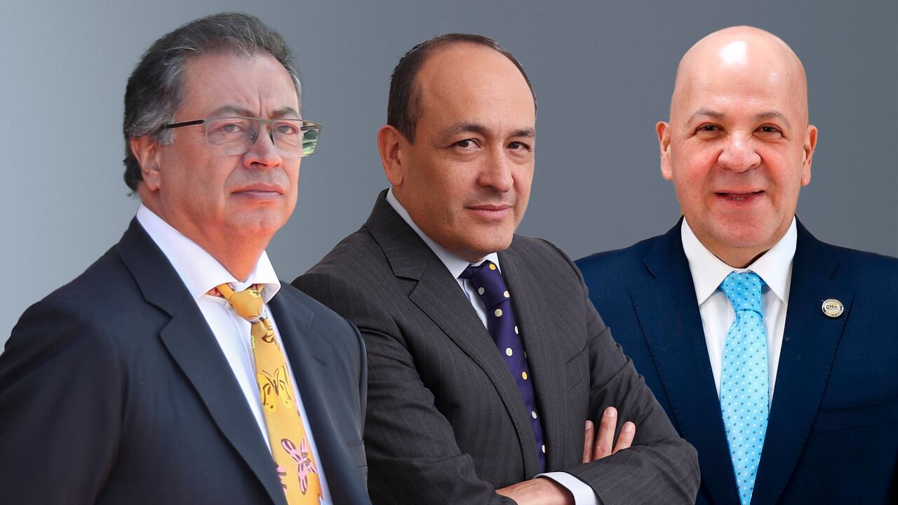 Gustavo Petro y los magistrados Vladimir Fernández y Benjamín Ortiz.