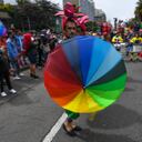 Member's of the LGBTIQ community take part in the Pride Parade in Bogota, on July 4, 2021. (Photo by Juan BARRETO / AFP)