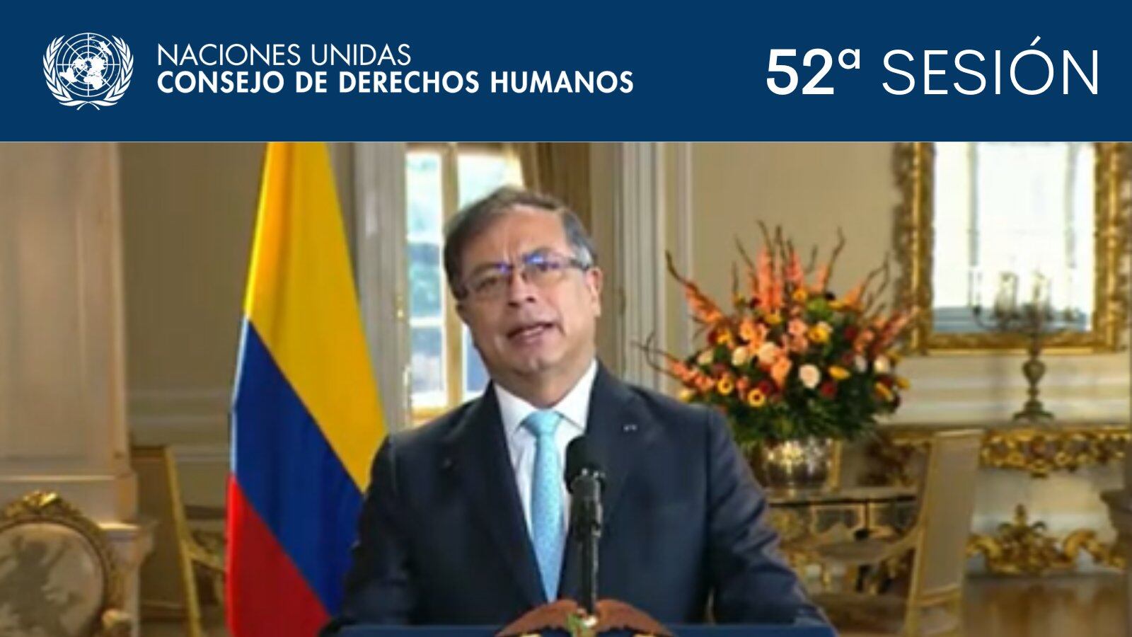 El presidente Gustavo Petro estuvo presente en remoto durante el inicio de la sesión 52 del Consejo de DD.HH de la ONU.