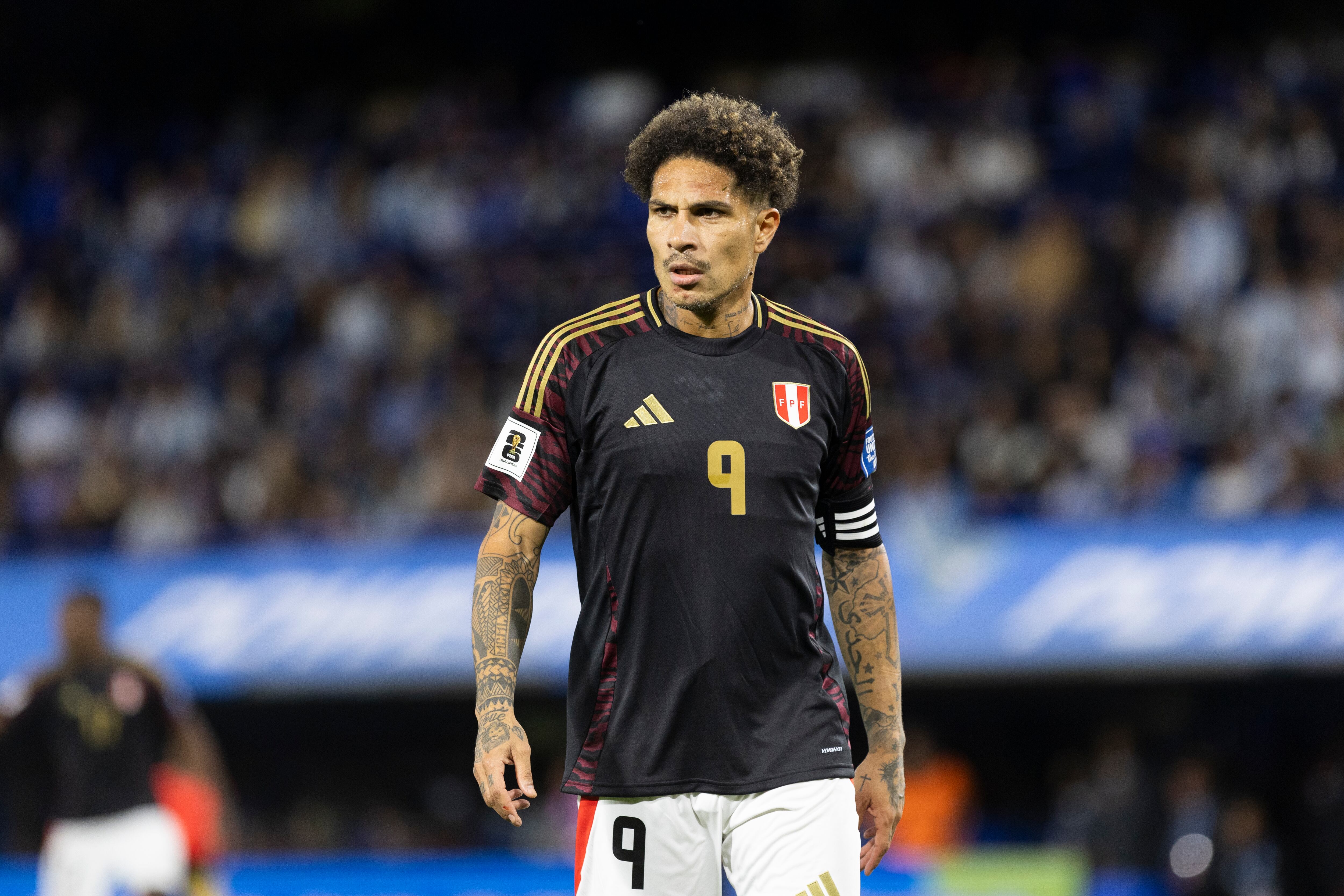 Peru's Paolo Guerrero looks on before the 2026 FIFA World Cup South American qualifiers football match between Argentina and Peru at the La Bombonera stadium in Buenos Aires, Argentina, on November 19, 2024. (Photo by Matias Baglietto/NurPhoto via Getty Images)