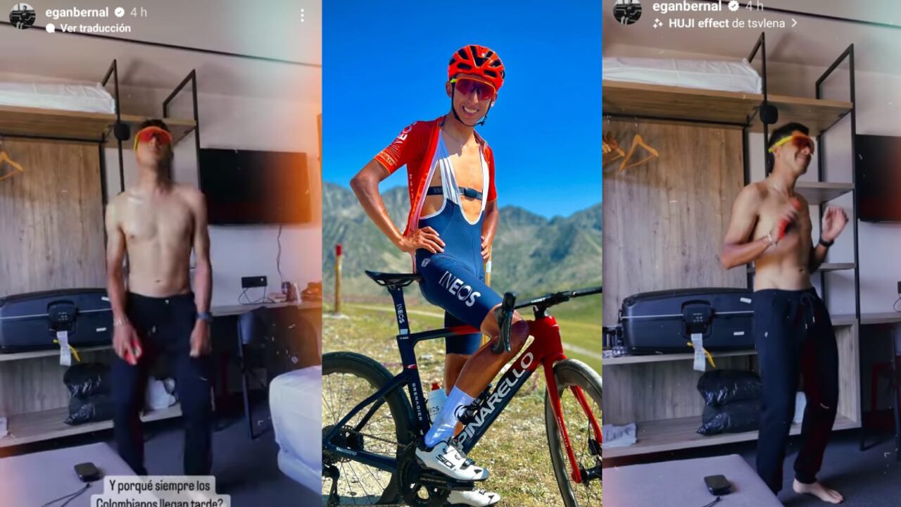 Ambos se encuentran en el campo de entrenamiento del Ineos, donde también tienen tiempo para bromear.