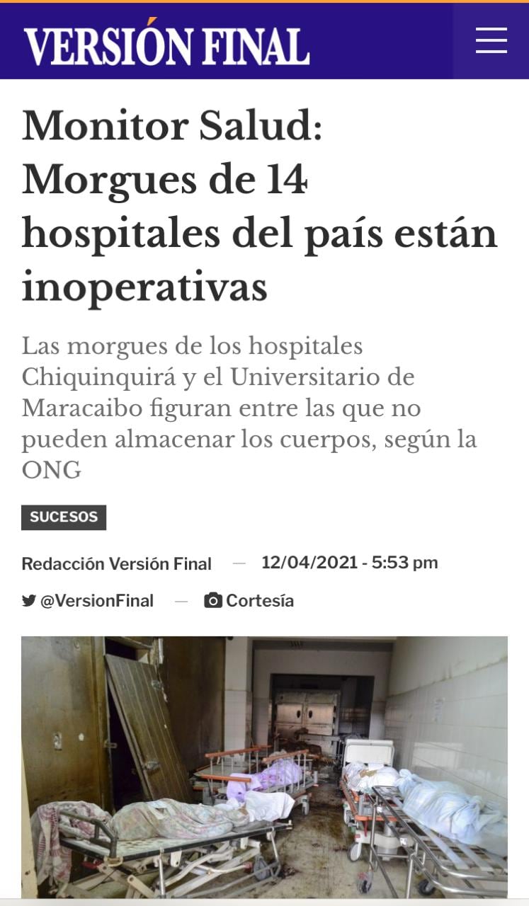 Nota de Versión Final con fotografía de morgue.