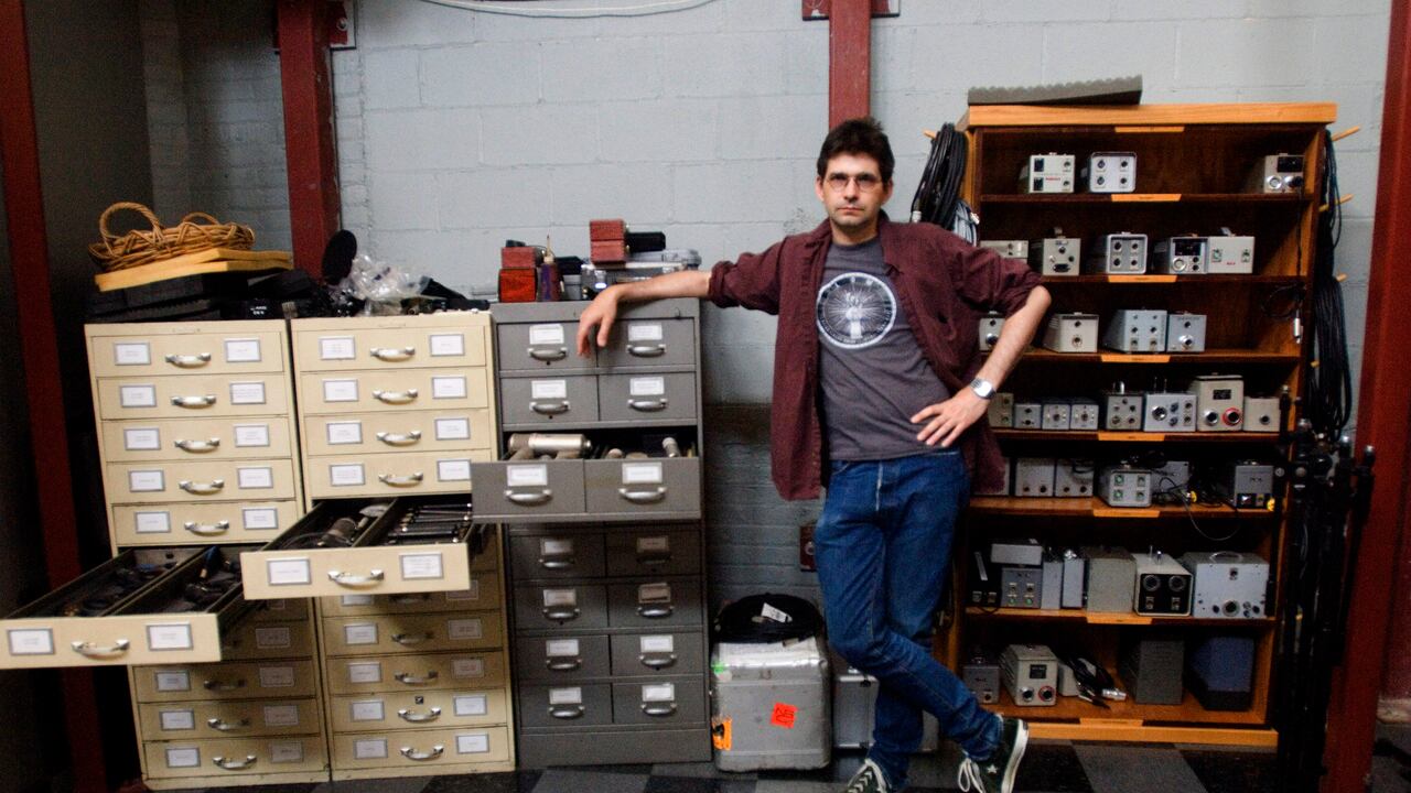 American musician and producer Steve Albini in 'B' room (or 'Live Room') of his studio, Electrical Audio, Chicago, Illinois, June 24, 2005. (Photo by Paul Natkin/Getty Images)